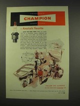 1949 Champion Spark Plugs Ad - America's Favorite - Boats - $18.49