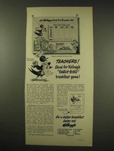 1949 Kellogg's Cereal Ad - Teachers Early-Bird Game - $18.49