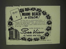 1949 Sea View Hotel Ad - Miami Beach in Color - £14.61 GBP