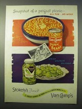 1951 Van Camp&#39;s Pork and Beans, Stokely&#39;s Pickles Ad - £14.60 GBP
