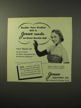 1950 Jensen Record Player Needle Ad - Double Profits - $18.49