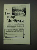 1952 West Virginia Tourism Ad - Enjoy Cool, High - £14.82 GBP
