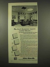 1956 Johns-Manville Acoustic Tiles Ad - Restful Quiet - $18.49