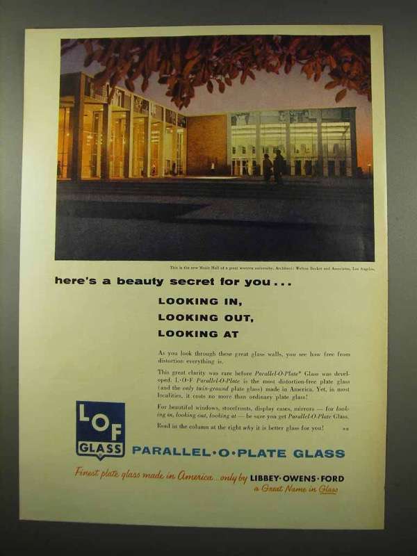 1956 Libbey Owens Ford Glass Ad - Beauty Secret - £14.86 GBP