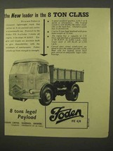 1954 Foden Truck Ad - New Leader in the 8 Ton Class - £14.50 GBP
