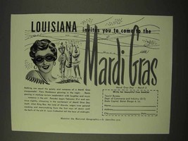 1954 Louisiana Tourism Ad - Invites You To Mardi Gras - £14.53 GBP