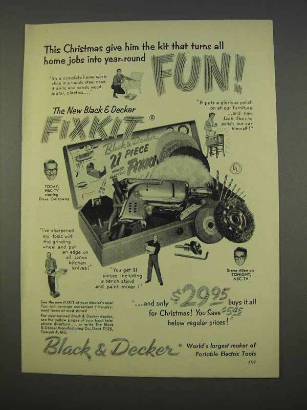 1955 Black & Decker Fixkit Tool Ad - Turn Jobs Into Fun - £14.74 GBP