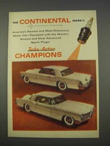 1955 Champion Spark Plugs Ad, Lincoln Continental - £14.54 GBP