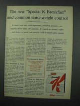 1960 Kellogg&#39;s Special K Cereal Ad - Weight Control - £14.86 GBP