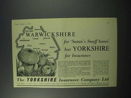 1960 Yorkshire Insurance Company Ad - Warwickshire - $18.49