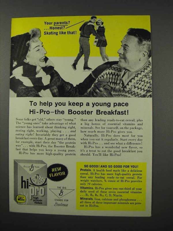 Primary image for 1961 General Mills Hi-Pro Cereal Ad - Booster Breakfast
