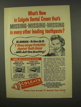 1956 Colgate Dental Cream With Gardol Toothpaste Ad - What's New - $18.49