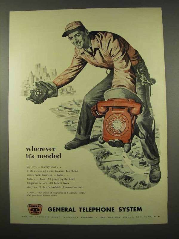 1956 General Telephone System Ad - It's Needed - £14.77 GBP