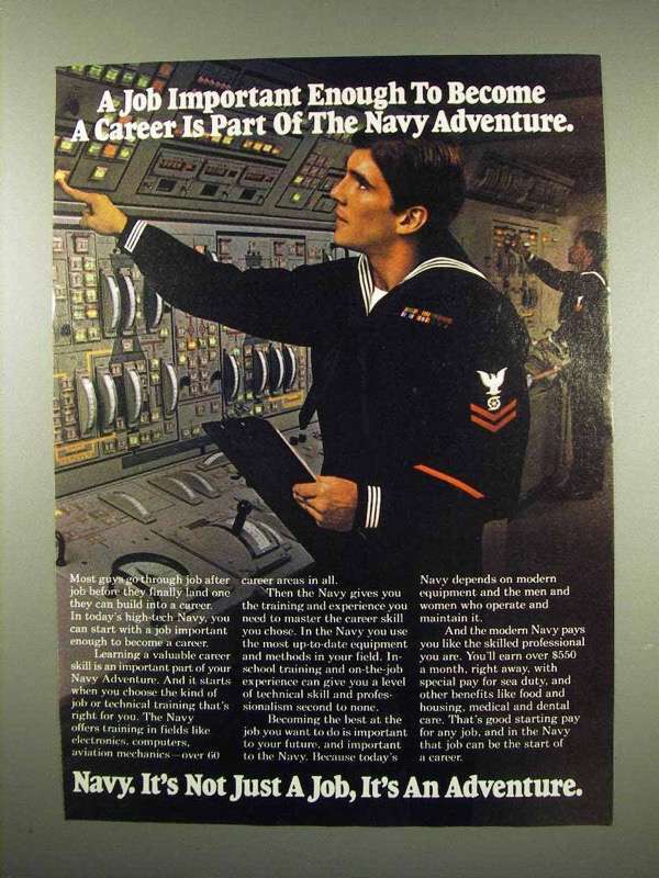 1982 U.S. Navy Ad - A Job Important Enough - £14.54 GBP