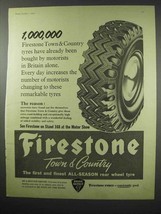 1960 Firestone Town & Country Tires Tyres Ad - $18.49