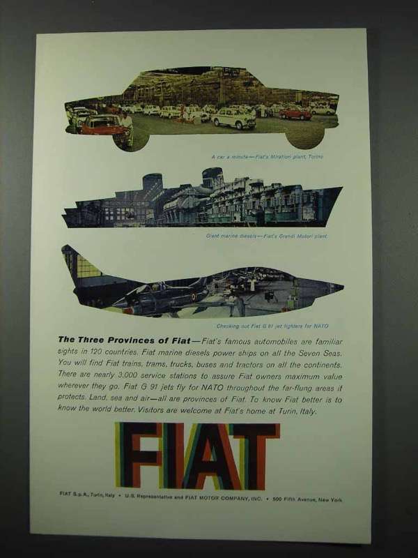 1961 Fiat Ad - Car, Marine Diesel, NATO G91 Jet Fighter - $18.49