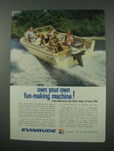 1961 Evinrude Outboard Motor Ad - Fun-Making Machine - $18.49
