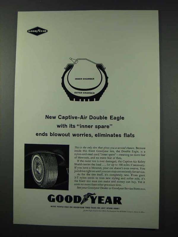 Primary image for 1961 Goodyear Captive-Air Double Eagle Tire Ad
