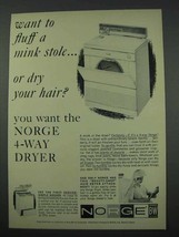 1961 Norge Dryer Ad - Beauty-Shop Hair Dryer Attachment - $18.49