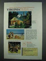 1962 Virginia Tourism Ad - Serene Colonial Williamsburg - £14.81 GBP