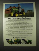 1982 John Deere Lawn Tractors Ad - Last Longer - £14.52 GBP