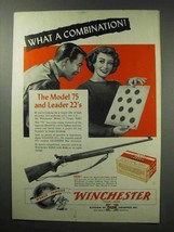 1950 Winchester Model 75 Rifle and Leader 22's Ad - $18.49