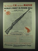 1951 F.I. Ad - F.N. De Luxe Mauser Rifle - World&#39;s finest - £14.74 GBP