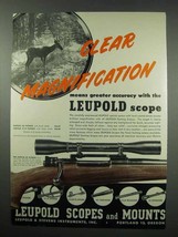 1952 Leupold Pioneer 4x Scope Ad - Clear Magnification - $18.49