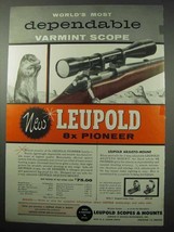 1956 Leupold 8x Pioneer Scope Ad - Dependable Varmint - $18.49