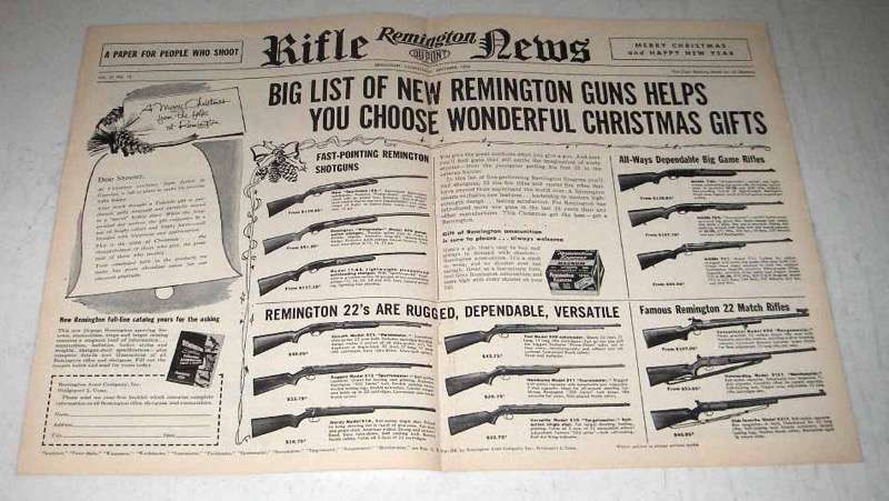 1956 Remington Rifle Ad - Wonderful Christmas Gifts - $18.49
