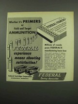1955 Federal Primers and Ammunition Ad - Field Target - £14.65 GBP