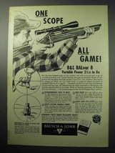 1958 Bausch &amp; Lomb BALvar 8 Scope Ad - All Game - £14.54 GBP