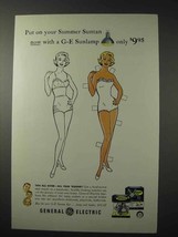1958 General Electric Sunlamp Ad - Summer Suntan Now - £14.56 GBP