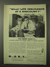 1958 Mutual of New York MONY Insurance Ad - A Discount - £14.54 GBP