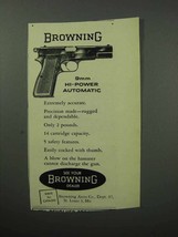 1957 Browning 9mm Hi-Power Automatic Pistol Ad - $18.49