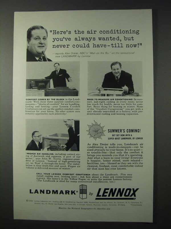 1958 Lennox Air Conditioning Ad - Alex Dreier - $18.49