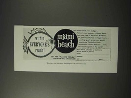 1958 Miami Beach Florida Ad - Within Everyone&#39;s Reach - £14.60 GBP