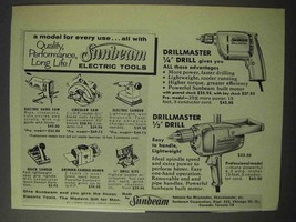 1958 Sunbeam Electric Tools Ad - Drillmaster Drill + - $18.49