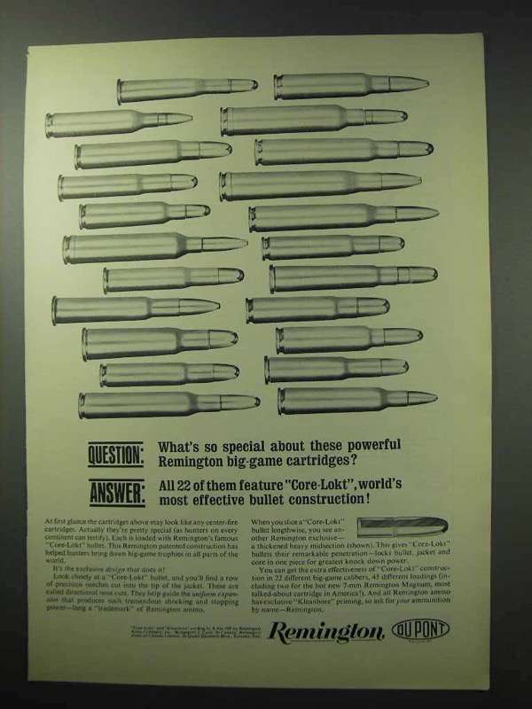 1962 Remington Core-Lokt Bullet Ad - Big-Game - $18.49