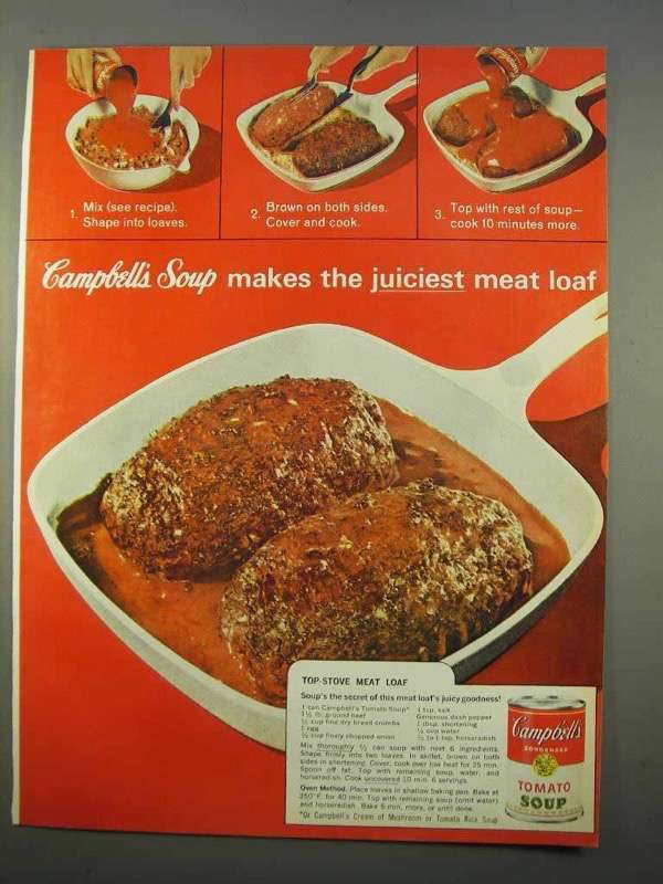 Primary image for 1963 Campbell's Tomato Soup Ad - Juciest Meat Loaf