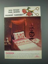 1963 Cannon Combspun Percales Sheets Ad - Who Petals? - $18.49
