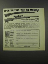 1970 Williams Gun Sight Ad - Sporterizing 98 Mauser - £14.72 GBP