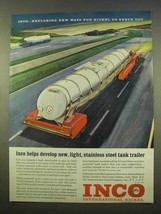 1963 INCO Nickel Stainless Steel Ad - Tank Trailer - £14.72 GBP