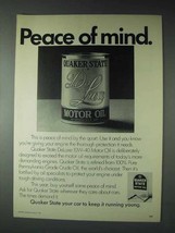 1973 Quaker State DeLuxe 10W-40 Motor Oil Ad - Peace - $18.49
