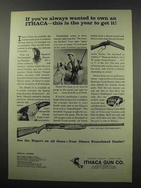 Primary image for 1966 Ithaca RVD Deluxe Featherlight Shotgun Ad
