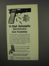 1970 Browning 9mm Parabellum Pistol Ad - 14-Shot - £14.53 GBP