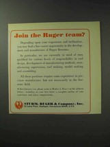 1971 Ruger Firearms Ad - Join the Ruger Team? - $18.49