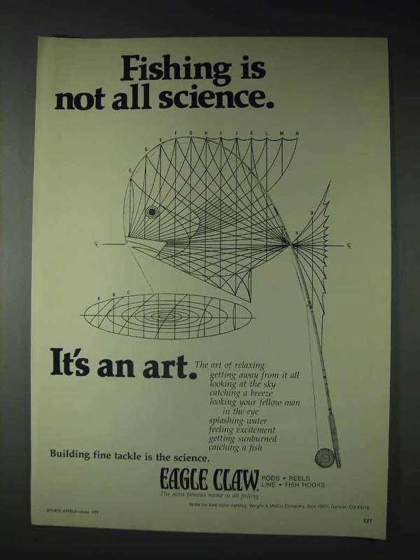 1973 Eagle Claw Fishing Tackle Ad - It's an Art - £14.48 GBP