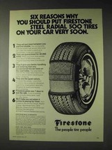 1973 Firestone Steel Radial 500 Tires Ad - Six Reasons - £14.78 GBP