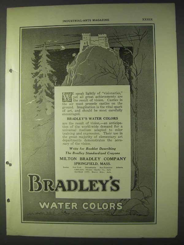 1922 Bradley's Water Colors Ad - Castle - $18.49